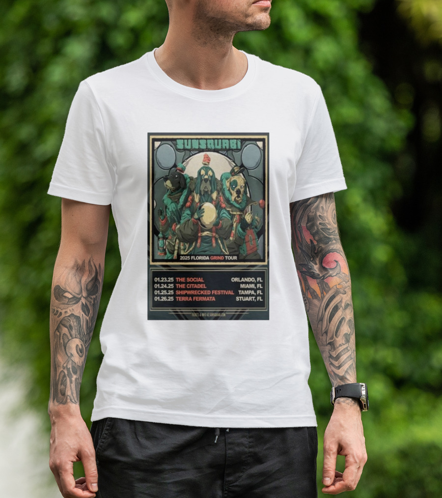 Sunsquari Florida Grind Tour 2025 The Social The Citadel Shipwrecked Festival Terra Fermata Orlando Miami Tampa Stuart T-Shirt