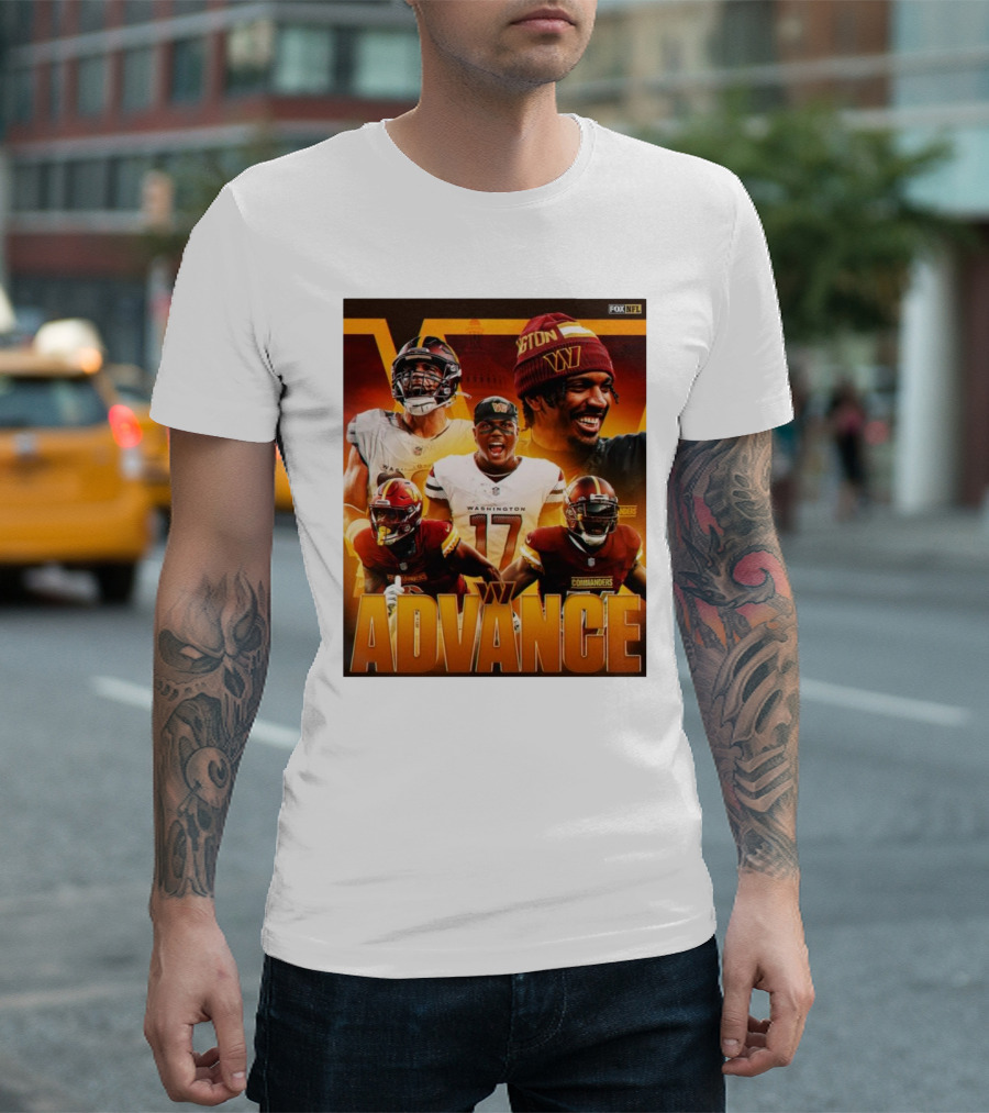 Washington Commanders Advance Sink Buccaneers Playoff Hopes FOX NFL Sports T-Shirt