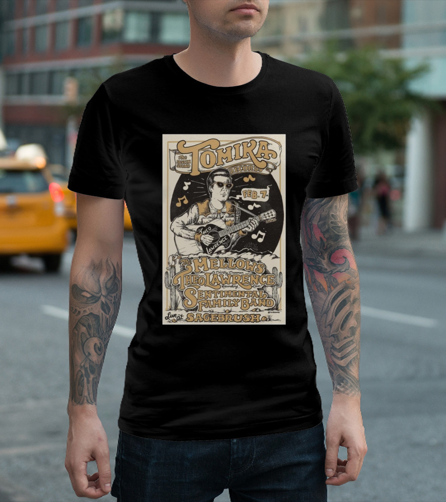 Tomika Records Presents The Mellows and Theo Lawrence Sentimental Family Band Live at Sagebrush Feb 7 T-Shirt