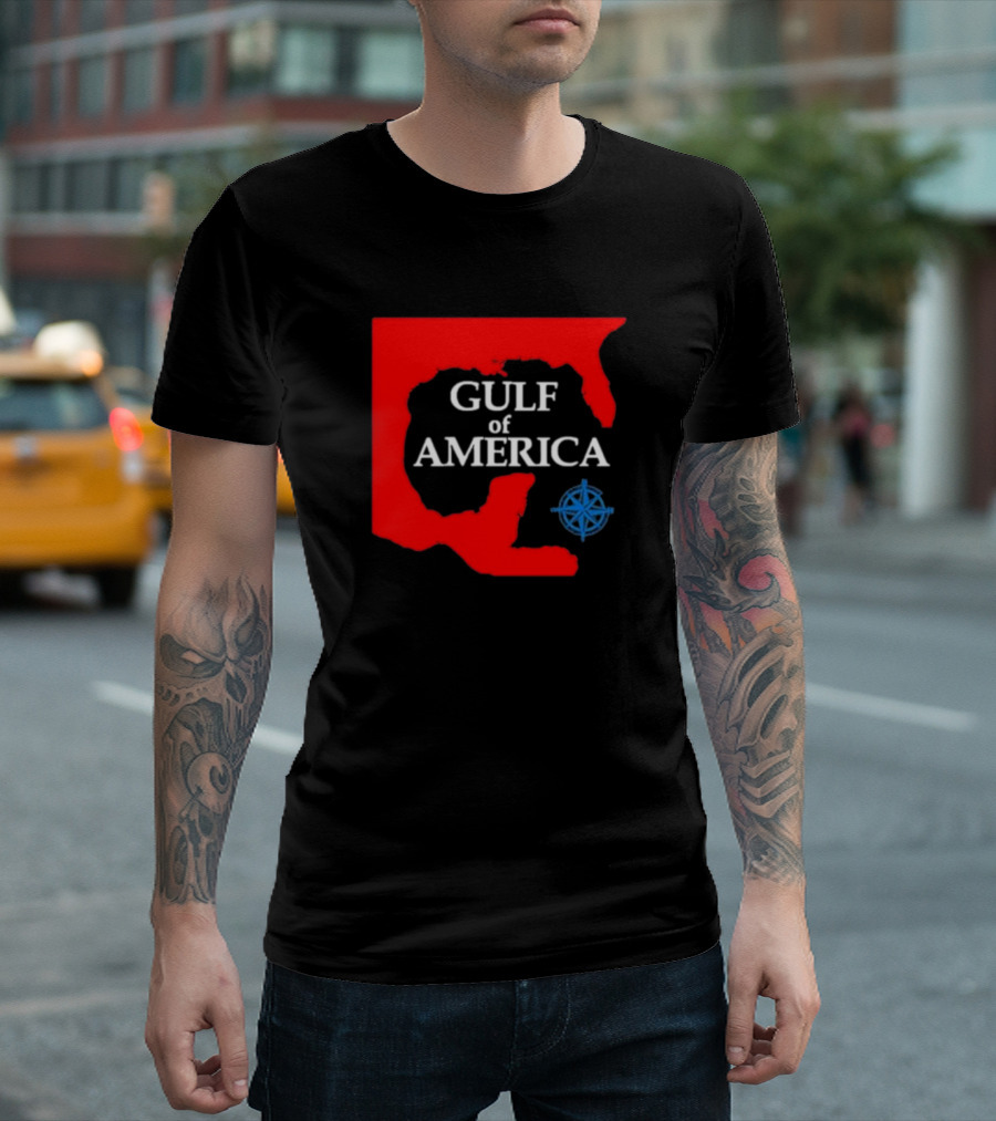 Mark Kaye Gulf Of America Compass Navigation Map Texas Image T-Shirt