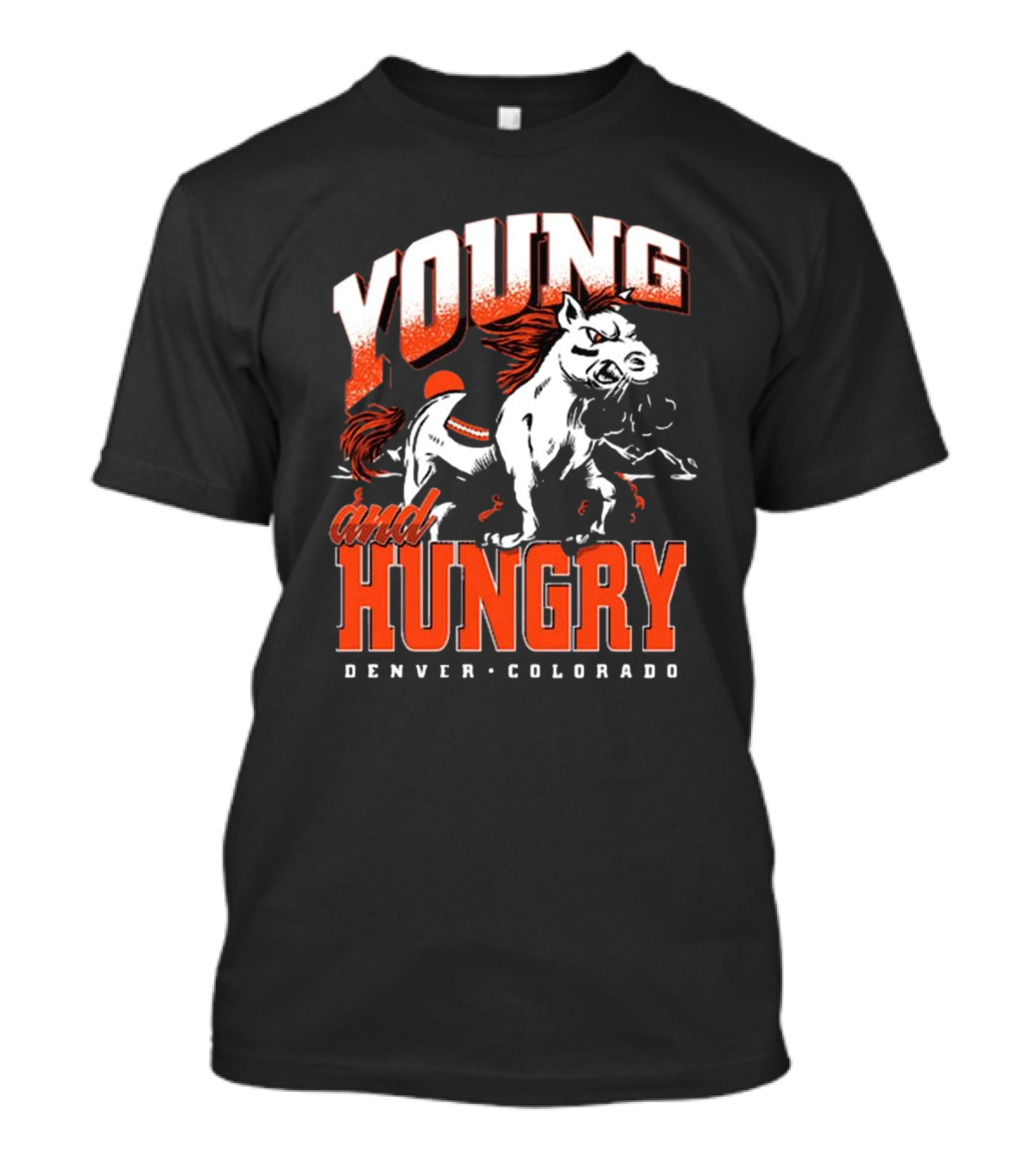 Young And Hungry Denver Colorado Horse Mascot T-Shirt