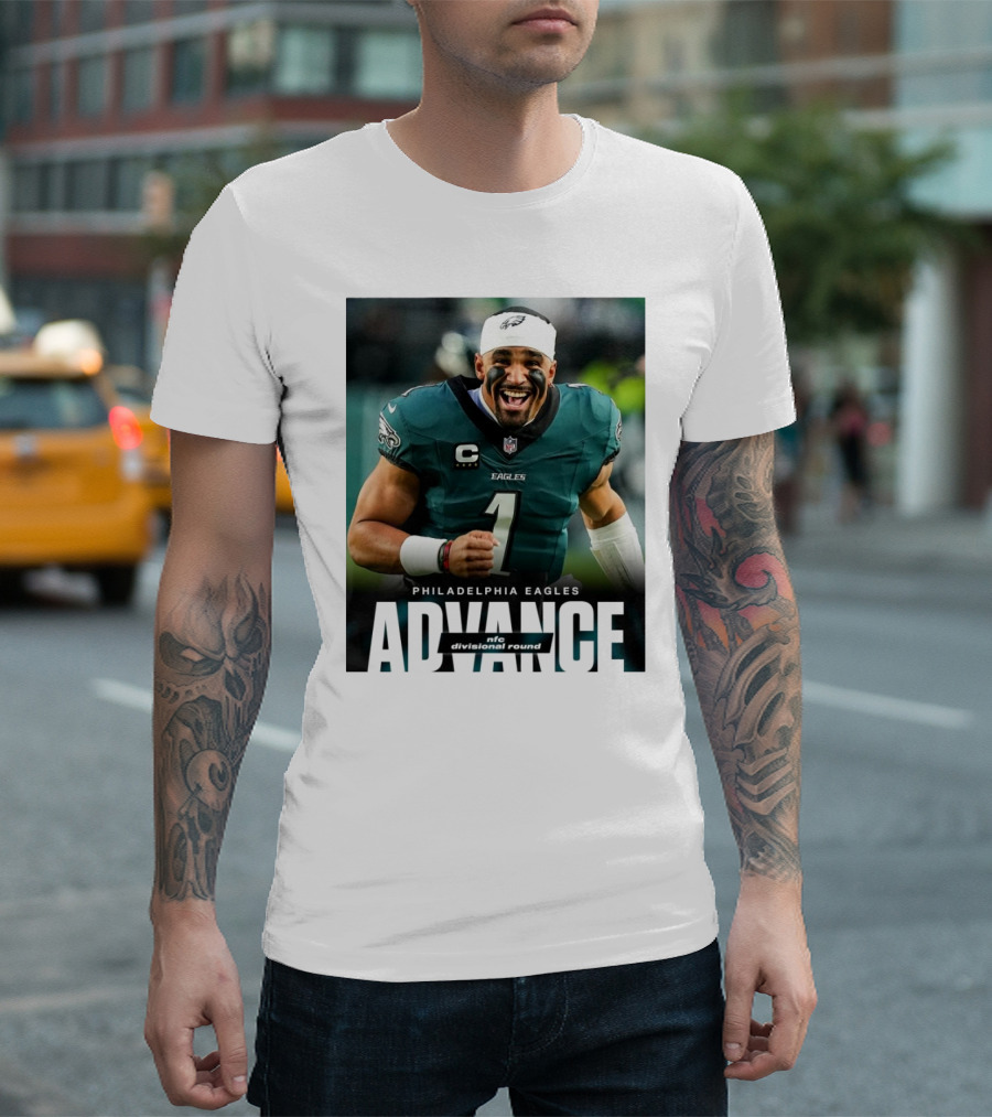 Philadelphia Eagles Advance NFC Divisional Round Jalen Hurts Victory T-Shirt