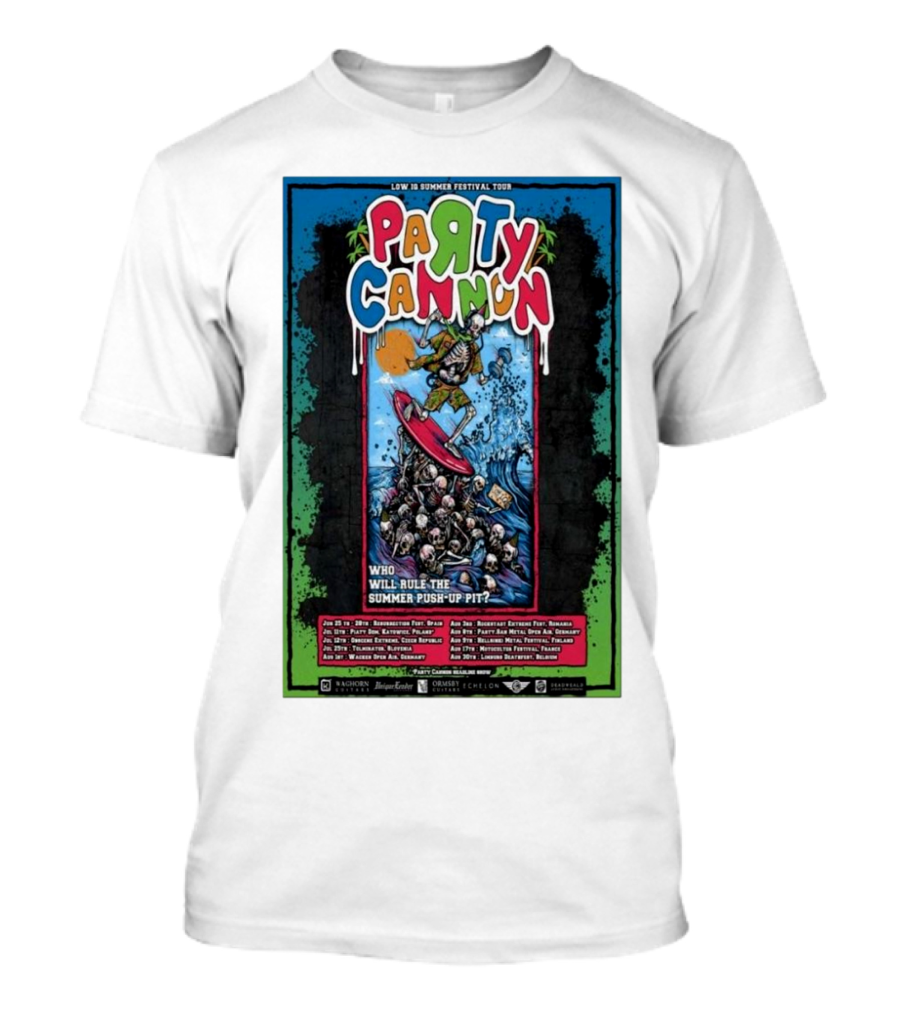 Party Cannon Low IQ Summer Festival Tour 2025 Who Will Rule The Summer Push-Up Pit T-Shirt