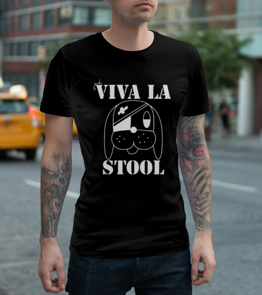 Viva La Stool Pirate Dog Black eyepatch Bone T-Shirt