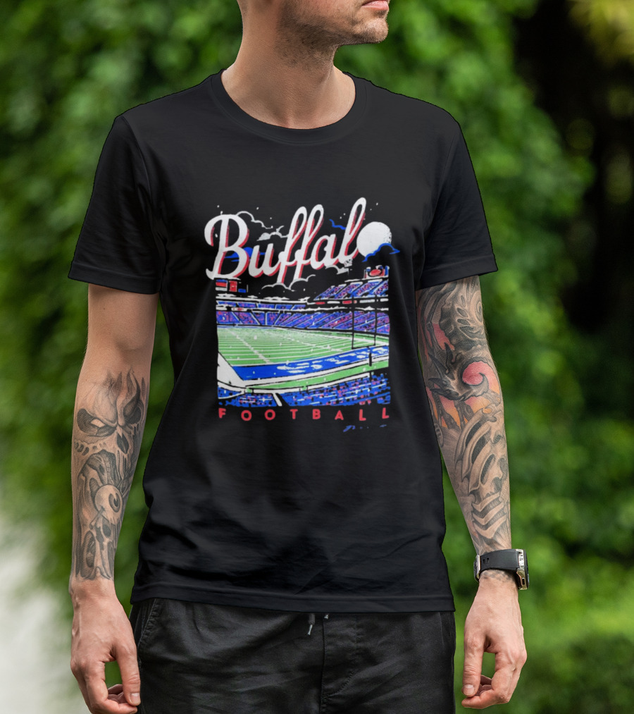 Buffalo Bills Football Night Stadium Scene NFL T-Shirt