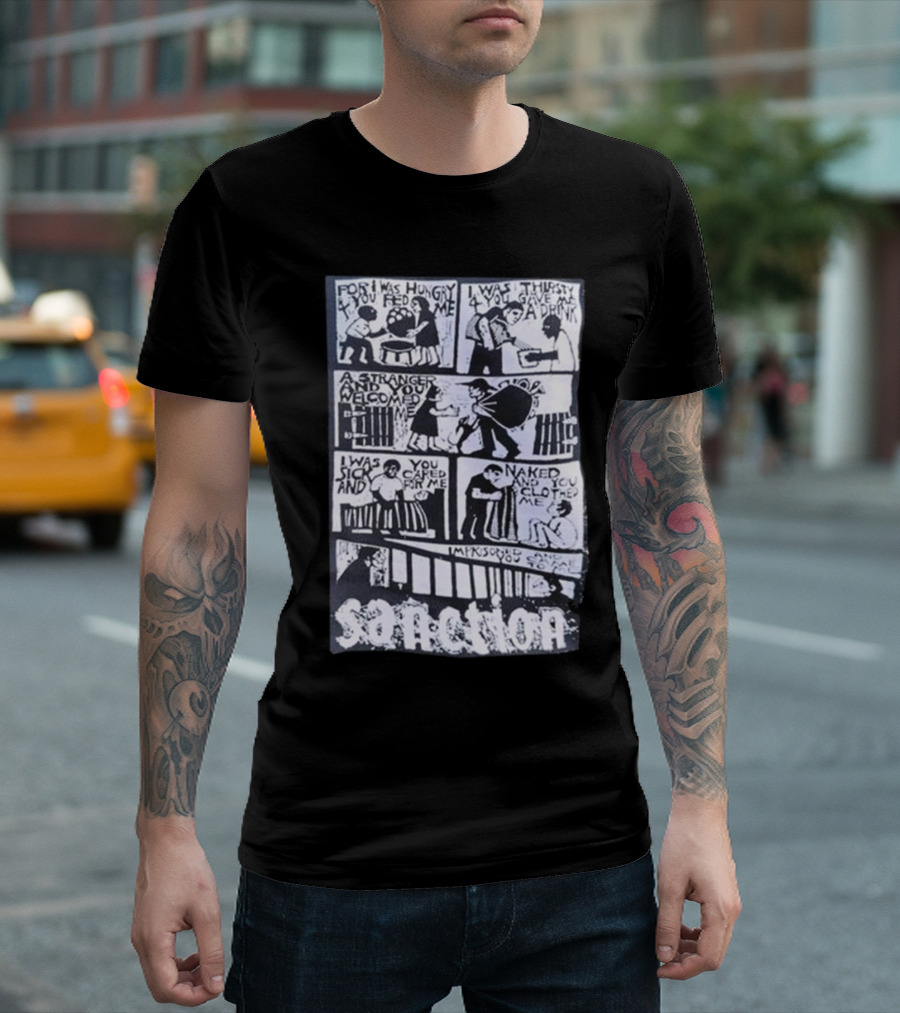 Sanction Comic Strip For I Was Hungry, I Was Thirsty Text T-Shirt