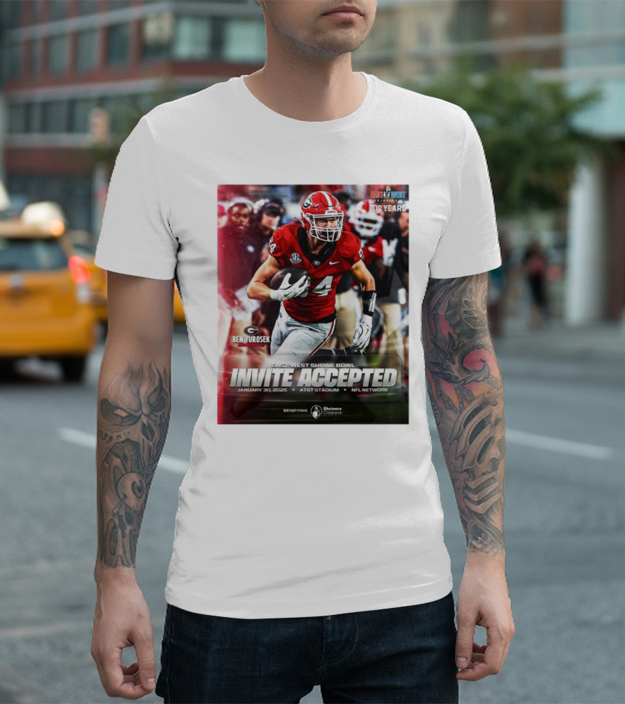 Ben Yurosek Georgia Bulldogs East-West Shrine Bowl Invite Accepted January 30 2025 AT&T Stadium NFL Network T-Shirt