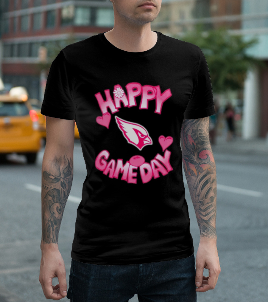 Valentine's Day Arizona Cardinals Happy Gameday 2025 Hearts T-Shirt