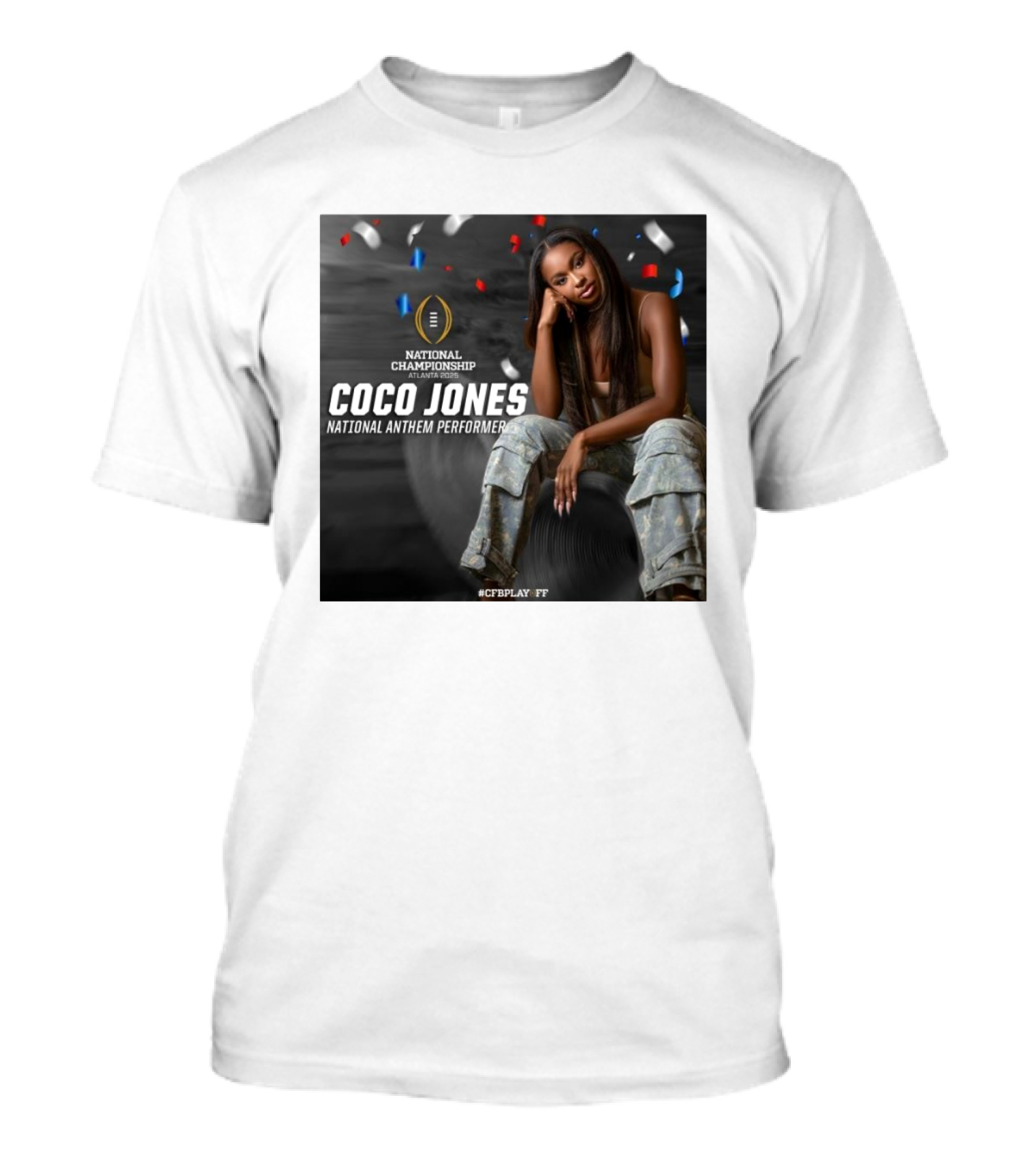 Coco Jones National Anthem Performer College Football Playoff National Championship Atlanta 2025 Confetti T-Shirt