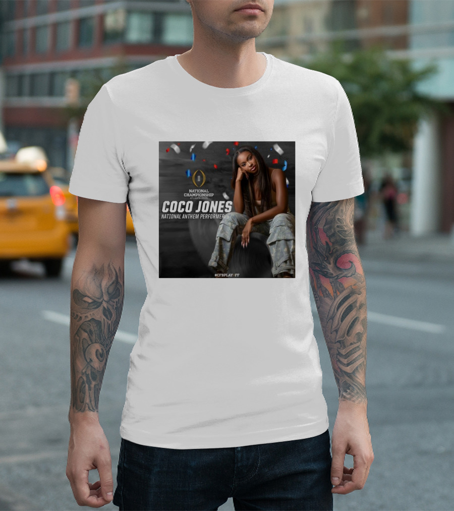 Coco Jones National Anthem Performer College Football Playoff National Championship Atlanta 2025 Confetti T-Shirt