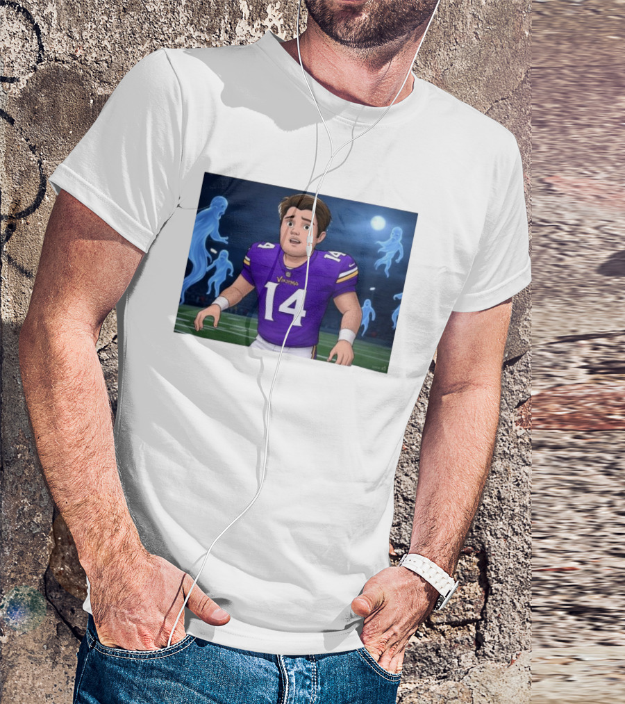 Sam Darnold Haunted By Ghosts In Minnesota Vikings NFL Jersey T-Shirt