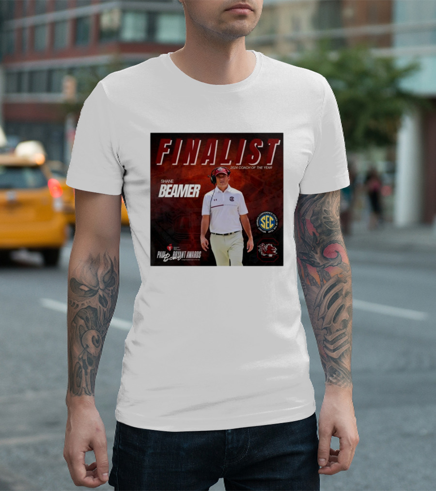 South Carolina Gamecocks Coach Shane Beamer SEC 2024 Paul Bryant Awards Finalist Coach Of The Year T-Shirt