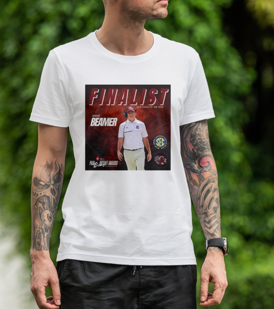 South Carolina Gamecocks Coach Shane Beamer SEC 2024 Paul Bryant Awards Finalist Coach Of The Year T-Shirt