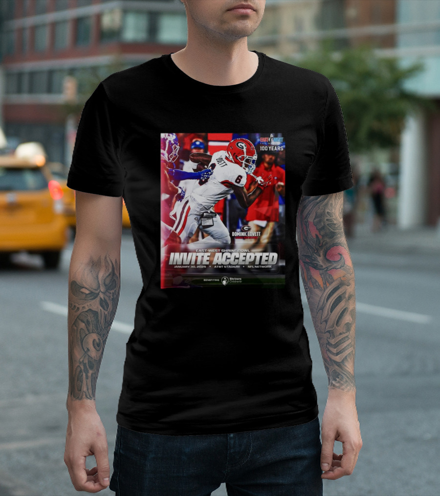 Dominic Lovett Georgia Bulldogs East-West Shrine Bowl Invite Accepted NFL Network January 30 2025 AT&T Stadium T-Shirt