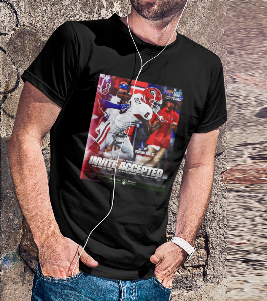 Dominic Lovett Georgia Bulldogs East-West Shrine Bowl Invite Accepted NFL Network January 30 2025 AT&T Stadium T-Shirt