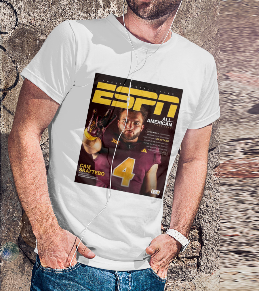 Twenty Twenty-Four ESPN All-American First Team Cam Skattebo Running Back Arizona State Sun Devils T-Shirt