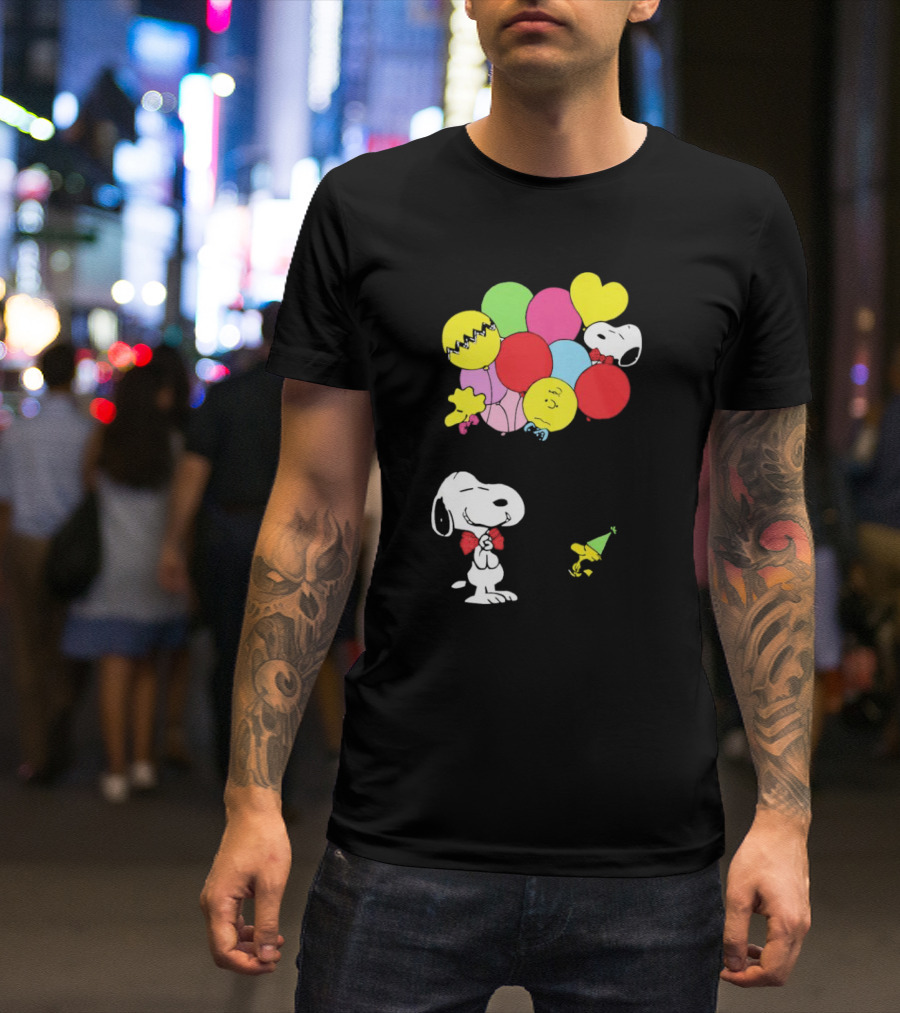 Peanuts Snoopy Woodstock Balloons Birthday T-Shirt