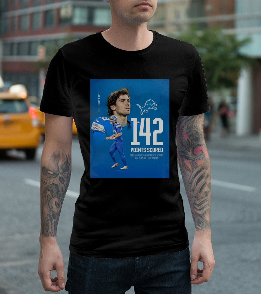 Jake Bates Detroit Lions 142 Points Scored Tied For Fourth-Most In Player's First NFL Season T-Shirt