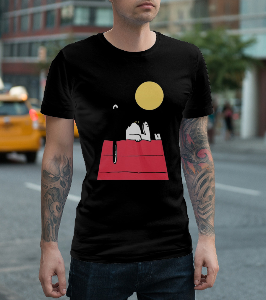 Snoopy Solar Eclipse Peanuts Doghouse Moon Charlie Brown T-Shirt