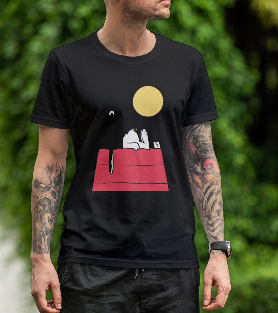 Snoopy Solar Eclipse Peanuts Doghouse Moon Charlie Brown T-Shirt