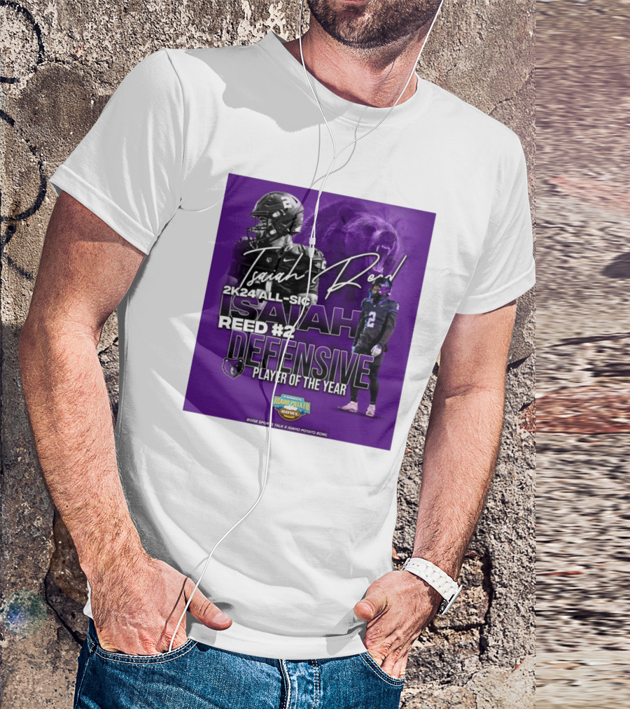 Isaiah Reed 2k24 All-SIC Reed #2 Defensive Player Of The Year Famous Idaho Potato Bowl T-Shirt
