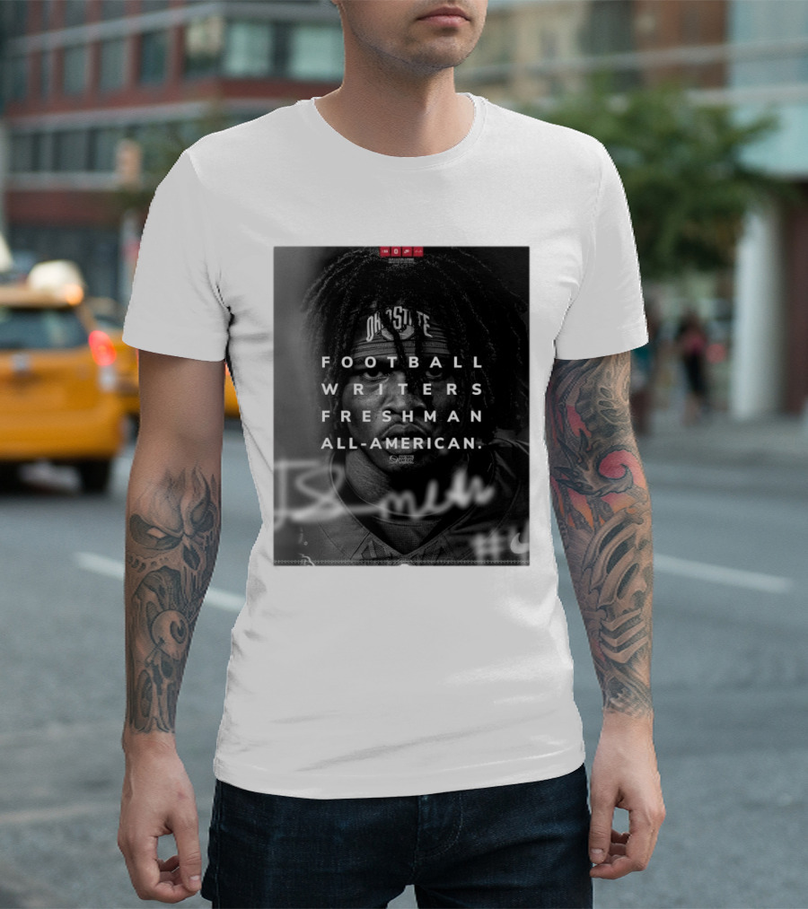 Jeremiah Smith Ohio State Buckeyes Football Writers Freshman All-American T-Shirt