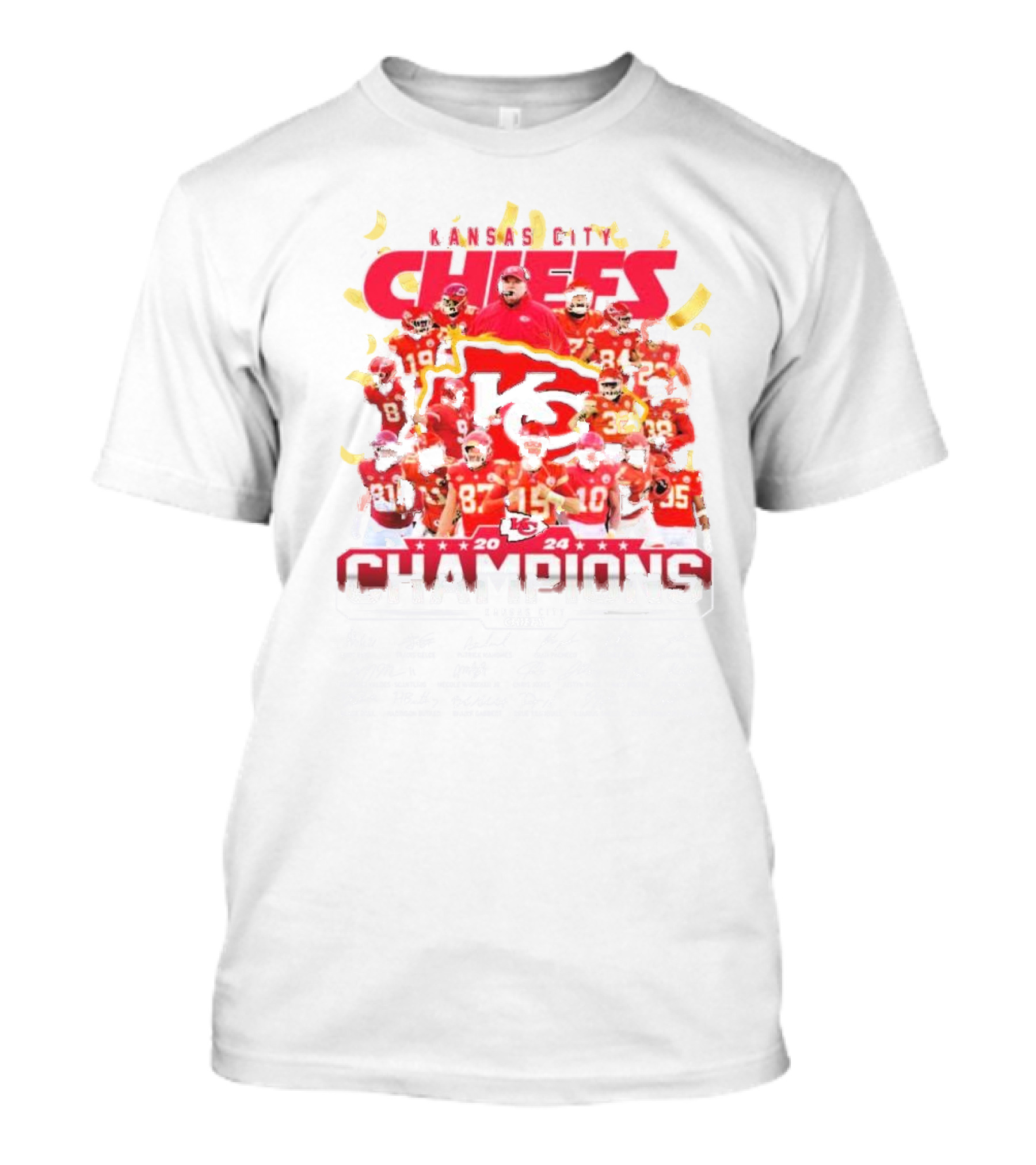 Kansas City Chiefs 2024 AFC Champions Team Signatures Collection T-Shirt