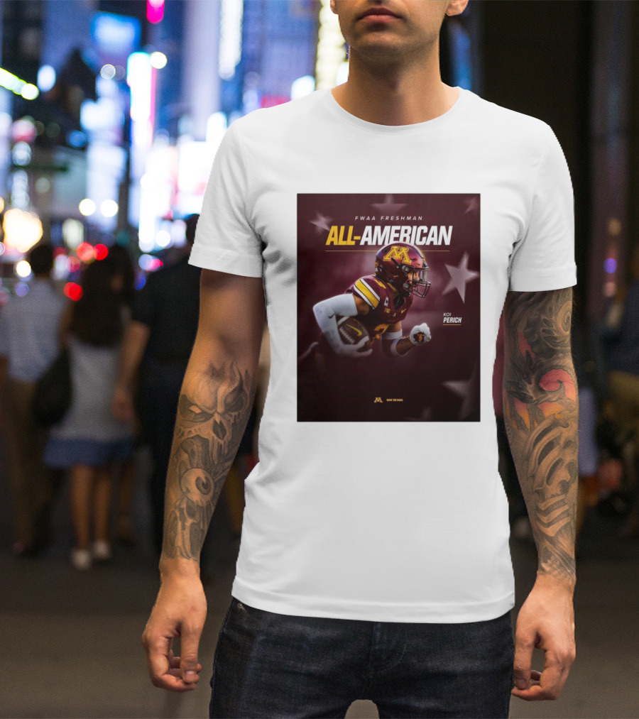 FWAA Freshman All-American Koi Perich Minnesota Golden Gophers Row The Boat T-Shirt
