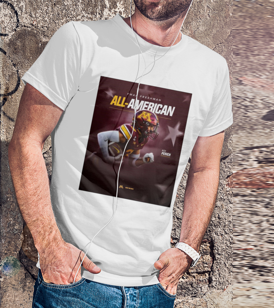 FWAA Freshman All-American Koi Perich Minnesota Golden Gophers Row The Boat T-Shirt