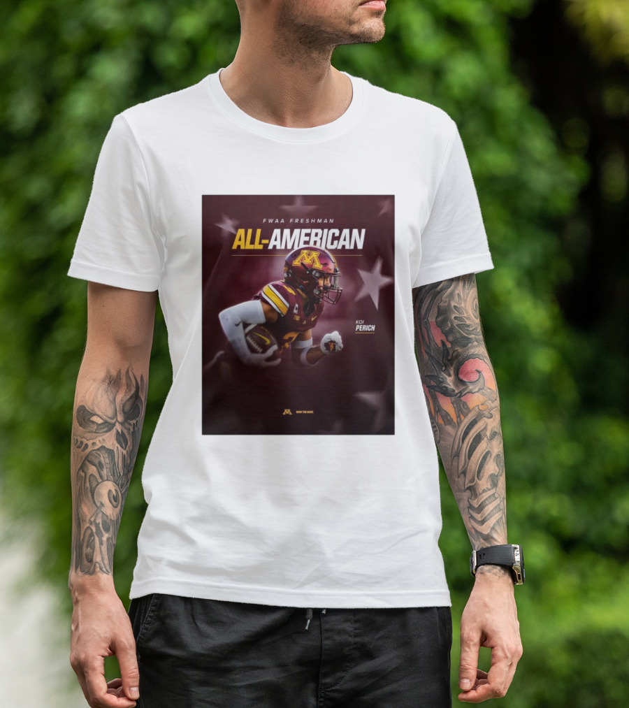 FWAA Freshman All-American Koi Perich Minnesota Golden Gophers Row The Boat T-Shirt