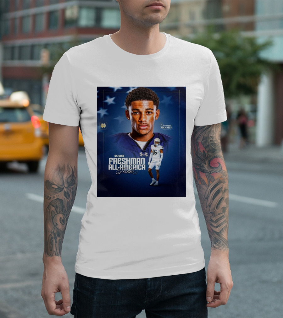 Notre Dame Fighting Irish Leonard Moore FWAA Freshman All-America Team Cornerback T-Shirt
