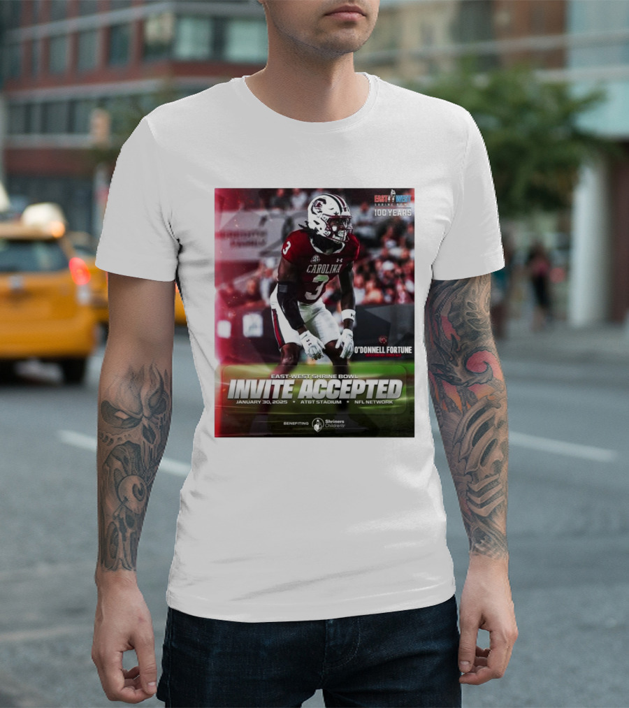 East-West Shrine Bowl Invite Accepted O'Donnell Fortune South Carolina Gamecocks January 30 2025 AT&T Stadium NFL Network T-Shirt