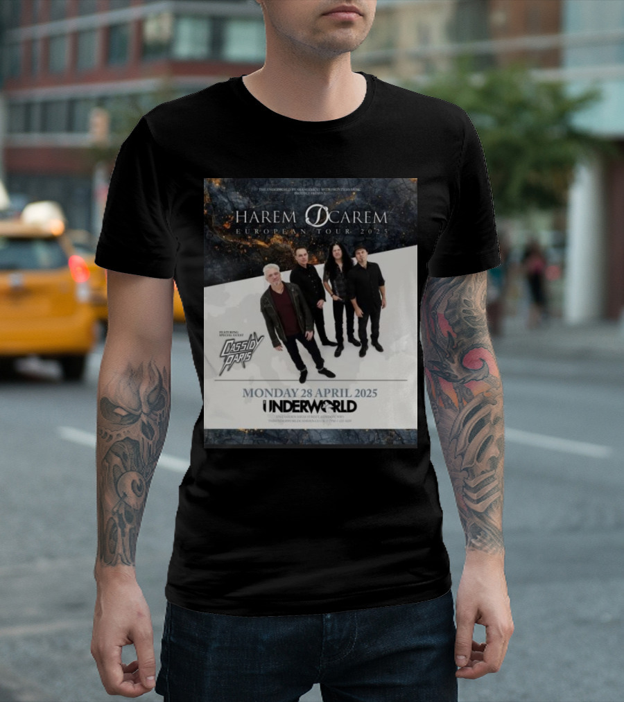Harem Scarem European Tour 2025 Featuring Cassidy Paris Monday 28 April Underworld London T-Shirt