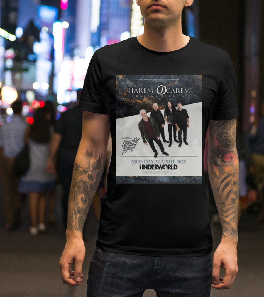 Harem Scarem European Tour 2025 Featuring Cassidy Paris Monday 28 April Underworld London T-Shirt
