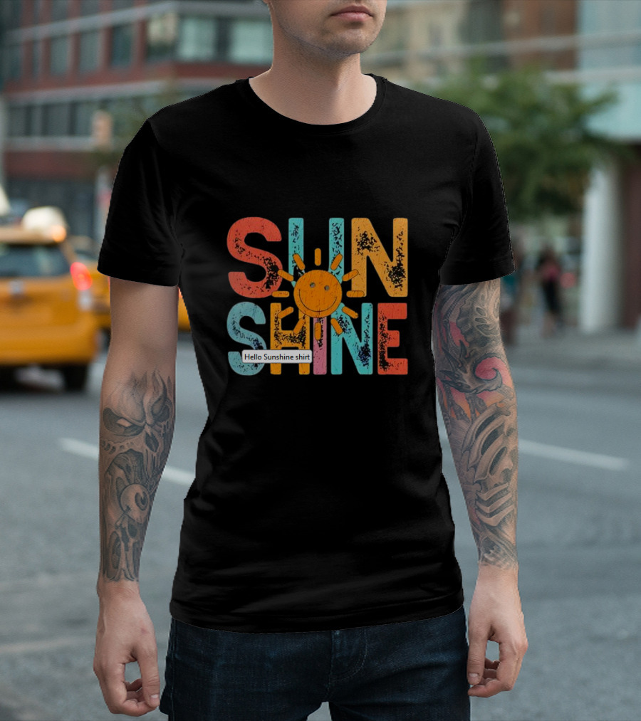 Sunshine Colorful Vintage Graphic with Smiling Sun T-Shirt