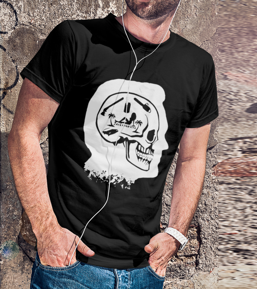 Jacksonville Skull With Palm Trees And Pyramid Inside Head Silhouette T-Shirt