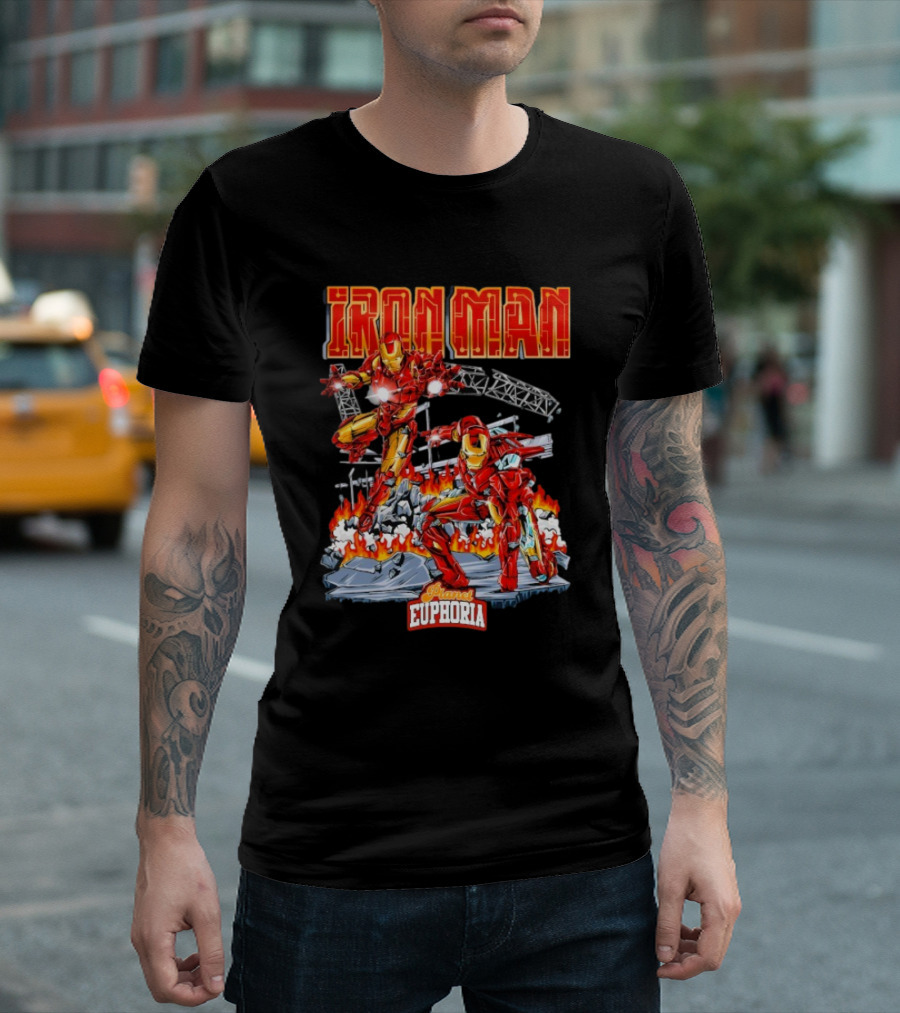 Iron Man Planet Euphoria Fiery Battle Scene T-Shirt