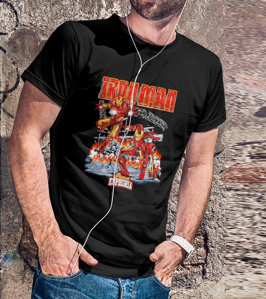 Iron Man Planet Euphoria Fiery Battle Scene T-Shirt