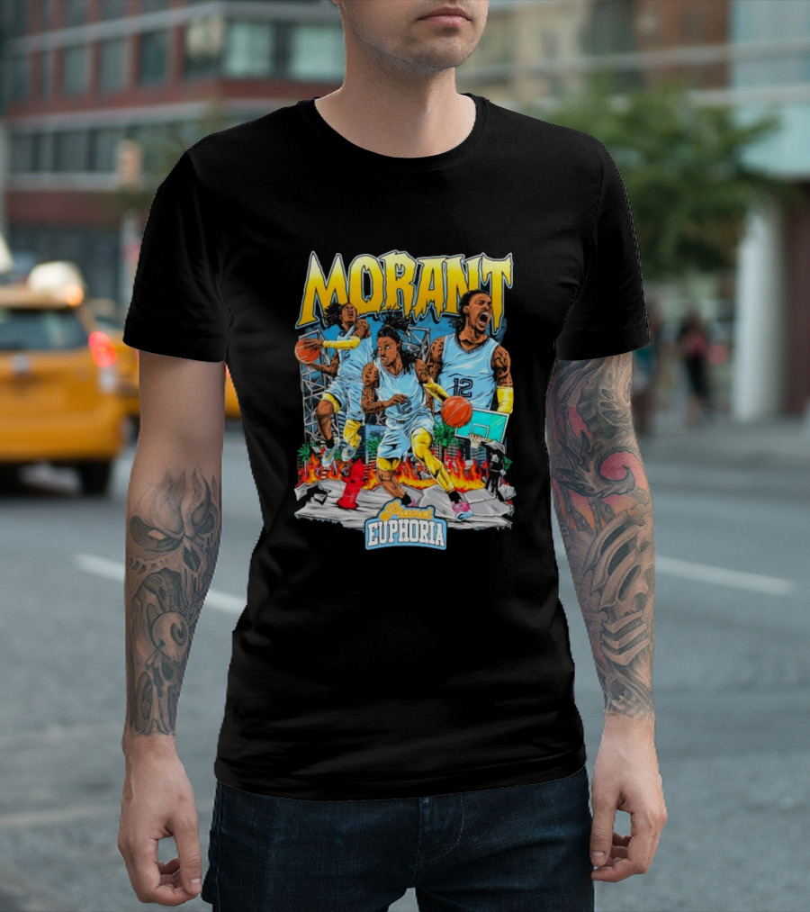 Morant Planet Euphoria Basketball Action Scene T-Shirt
