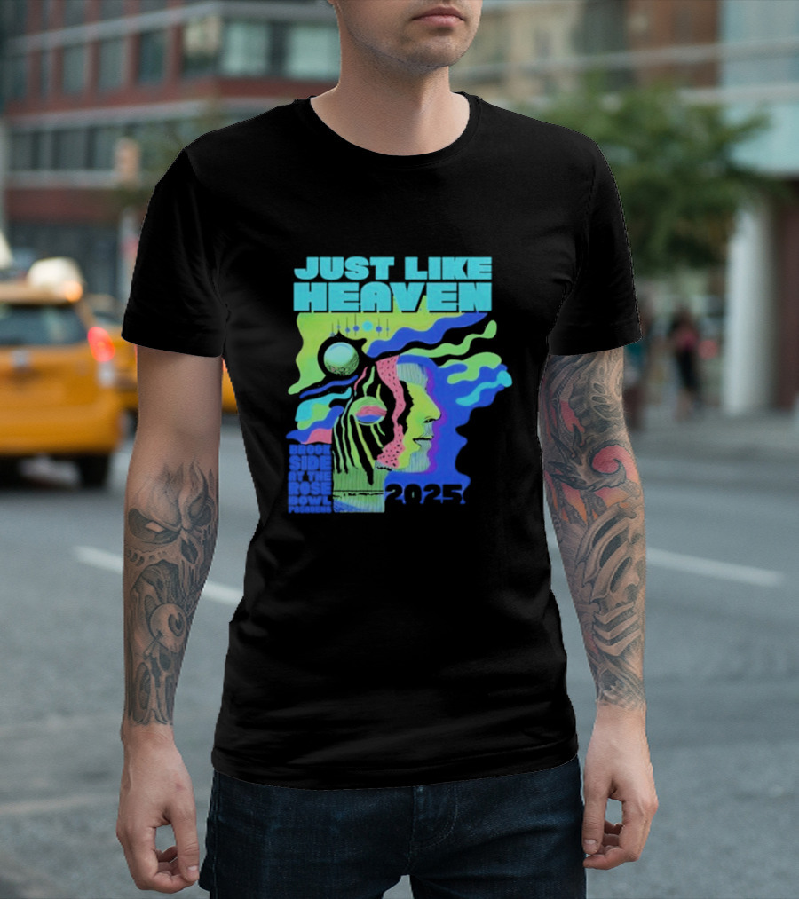 Just Like Heaven Time And Space 2025 Psychedelic Face and Abstract Cosmic Imagery T-Shirt