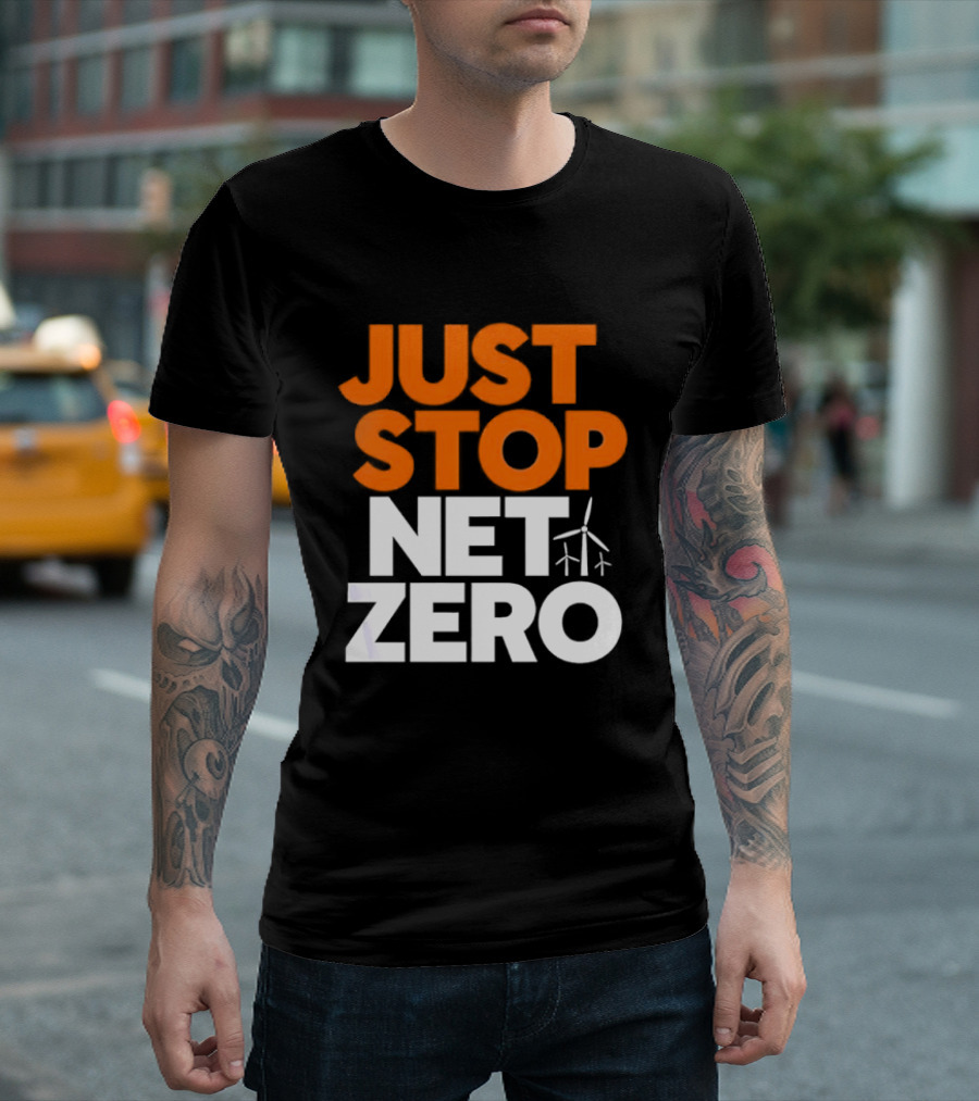 Just Stop Net Zero Wind Turbine Icon T-Shirt