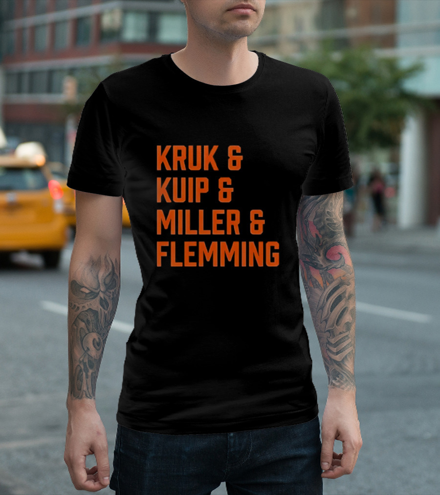 Kruk Kuip Miller Flemming Baseball Broadcasters Orange Text T-Shirt
