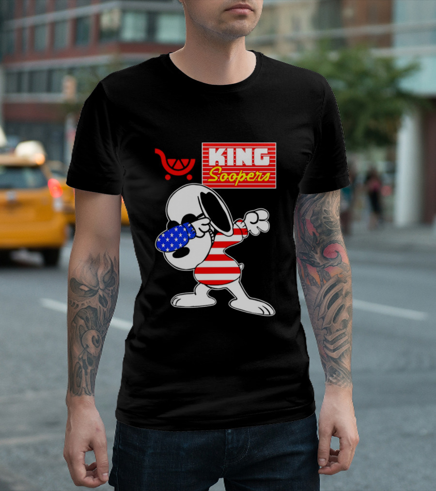 King Soopers Snoopy Dabbing USA Flag Style T-Shirt