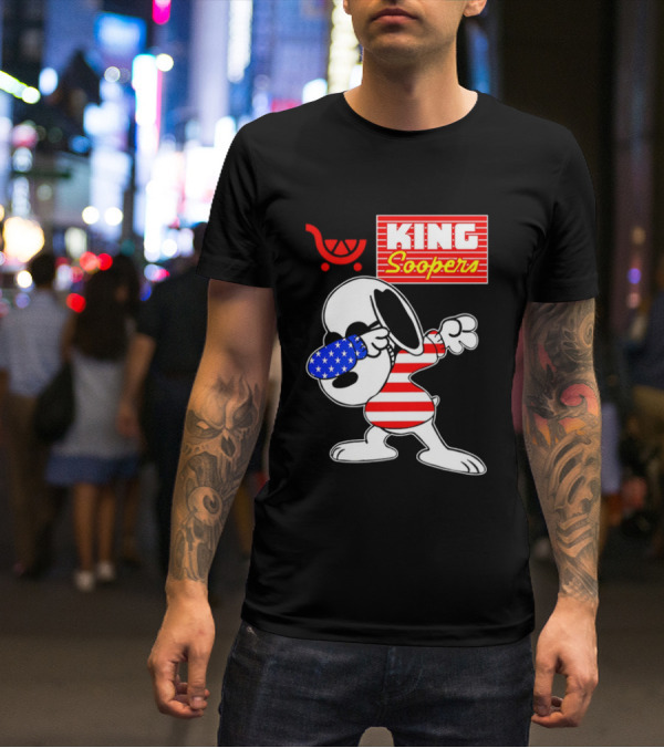 King Soopers Snoopy Dabbing USA Flag Style T-Shirt