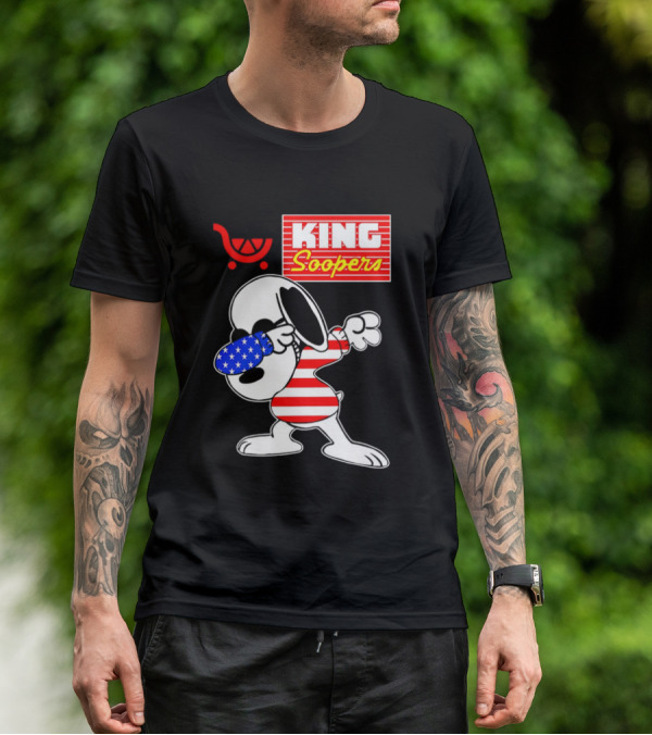 King Soopers Snoopy Dabbing USA Flag Style T-Shirt