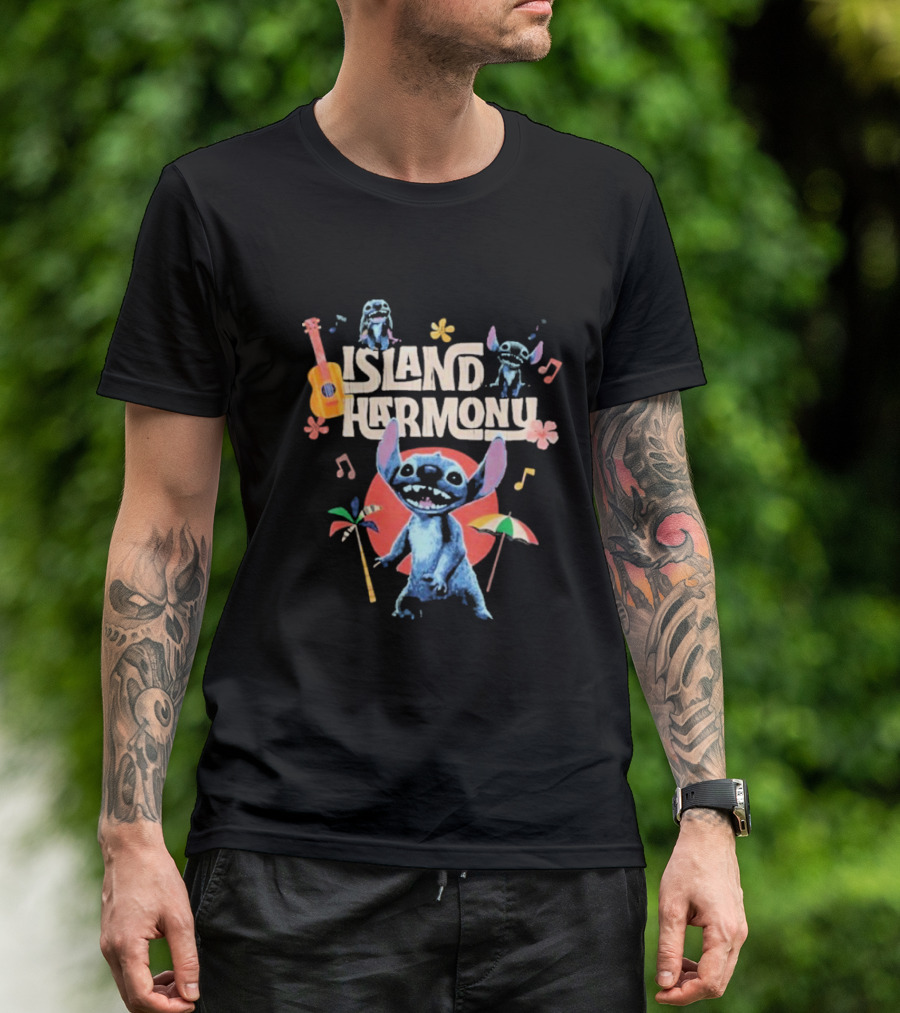 Lilo And Stitch Island Harmony Music Celebration With Cute Stitch And Ukulele T-Shirt