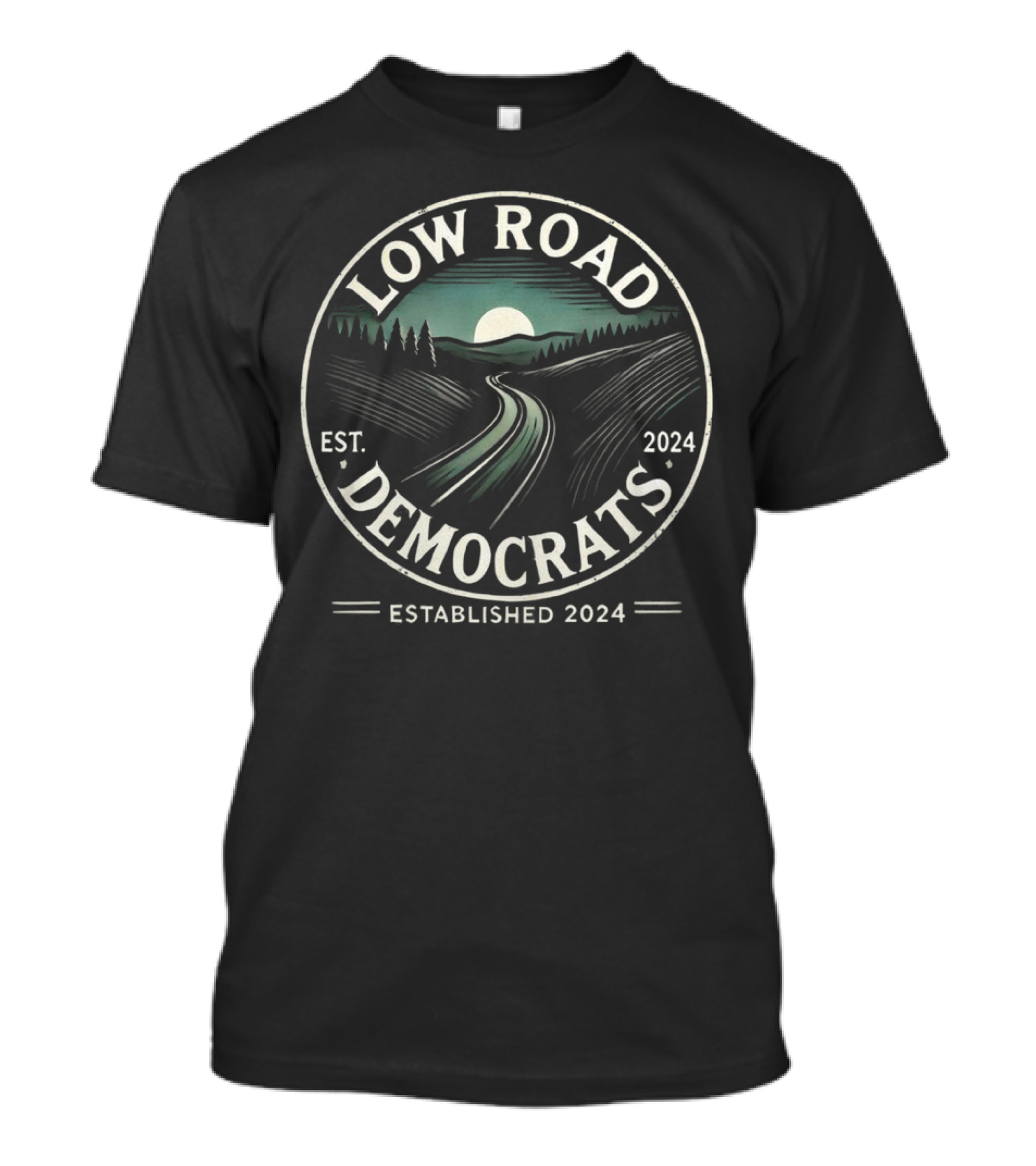 Low Road Democrats Est. 2024 Vintage Scenic Landscape T-Shirt