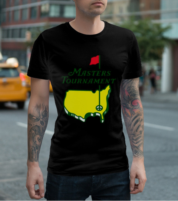 Masters Tournament Yellow Map With Red Flag T-Shirt