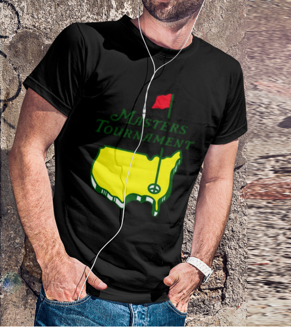 Masters Tournament Yellow Map With Red Flag T-Shirt