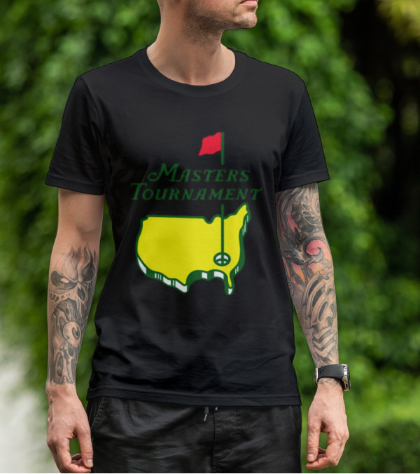 Masters Tournament Yellow Map With Red Flag T-Shirt